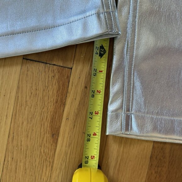 Abercrombie & Fitch Pants Sz 12 the90s relaxed High Rise leather Silver Party - Picture 15 of 16